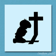 Boy Kneeling Prayer Cross