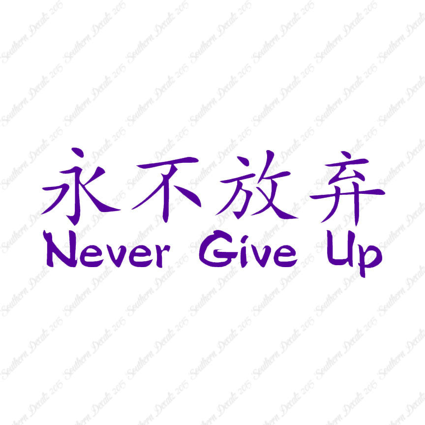 Chinese Symbols "Never Give Up"