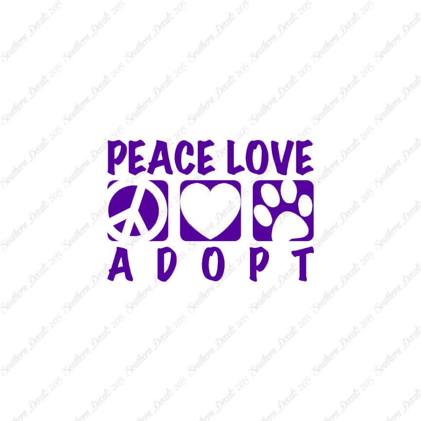 Peace Love Adopt Paw Print