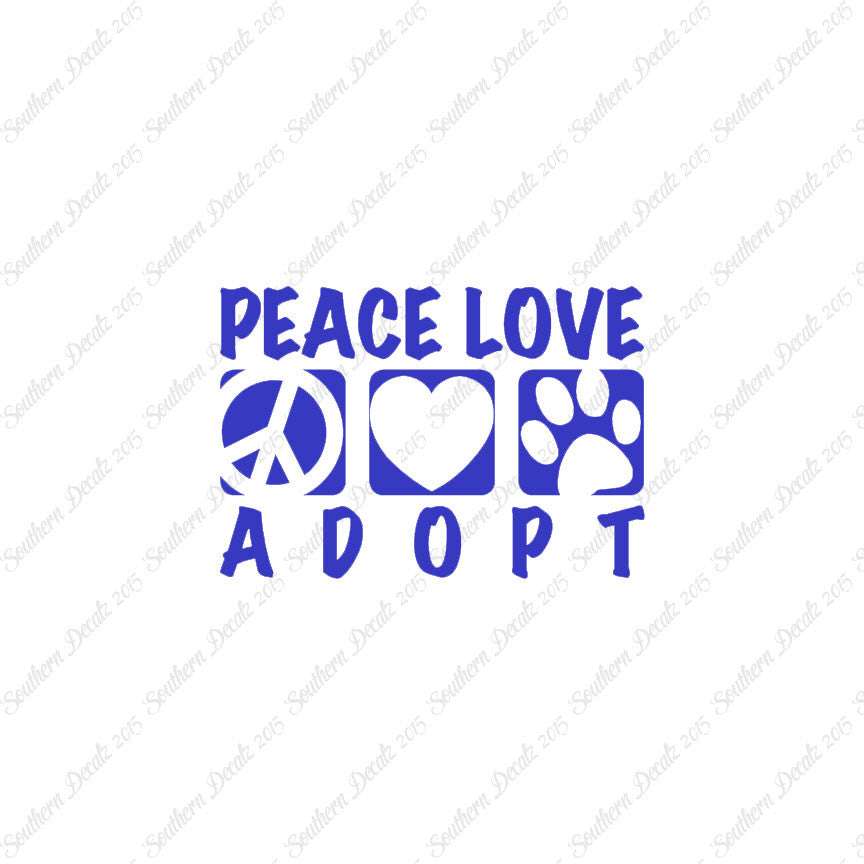 Peace Love Adopt Paw Print