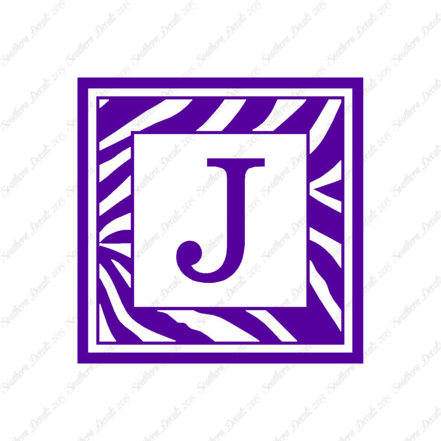 Zebra Decorative J Initial