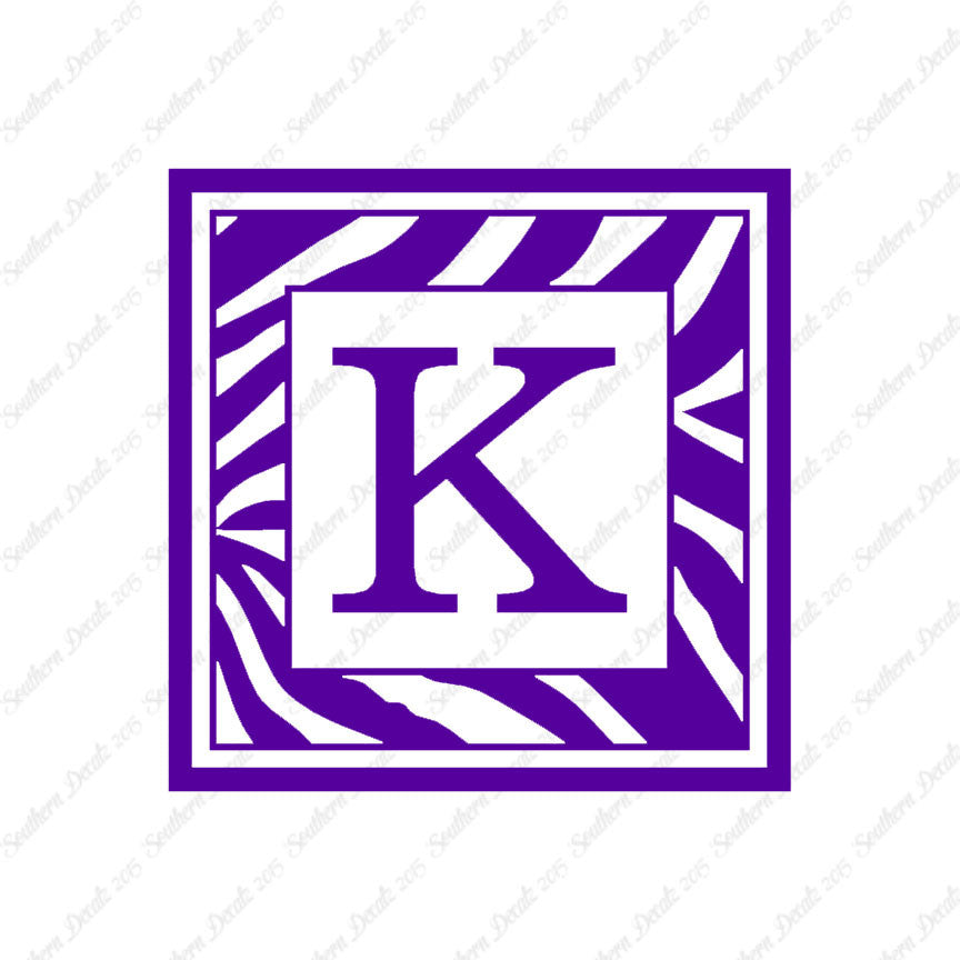 Zebra Decorative K Initial