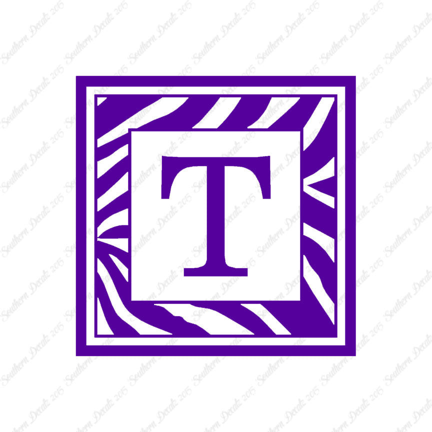 Zebra Decorative T Initial