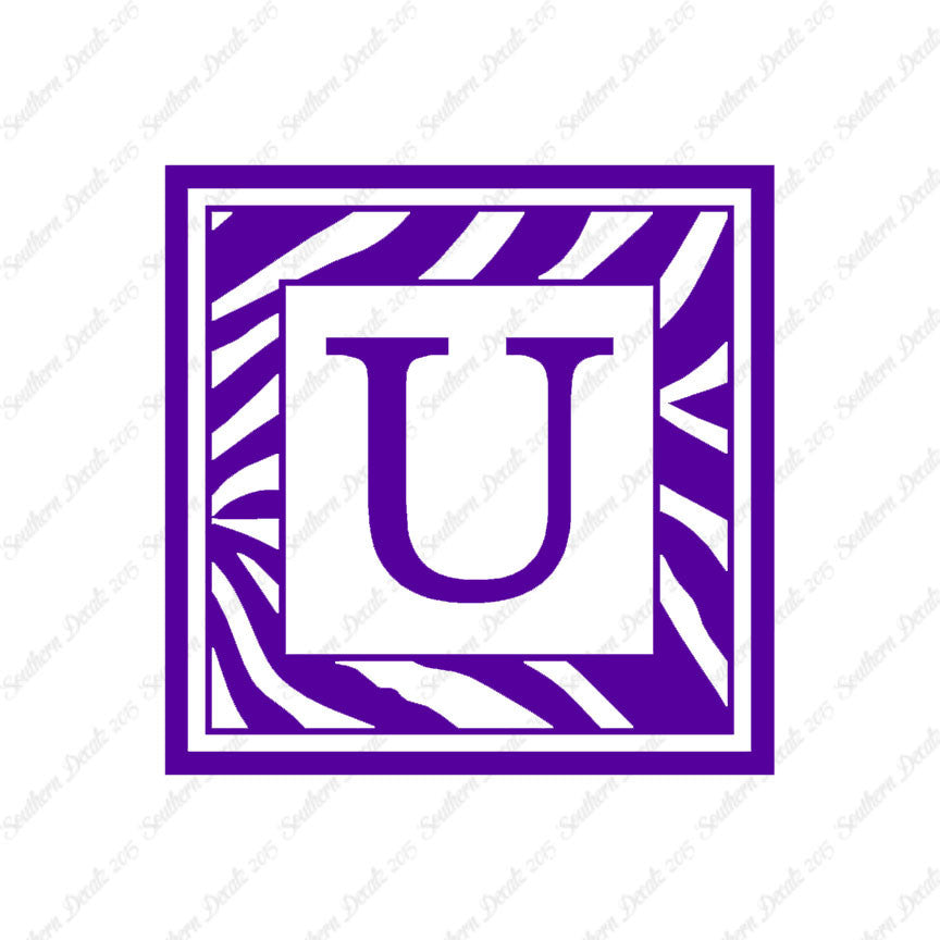 Zebra Decorative U Initial