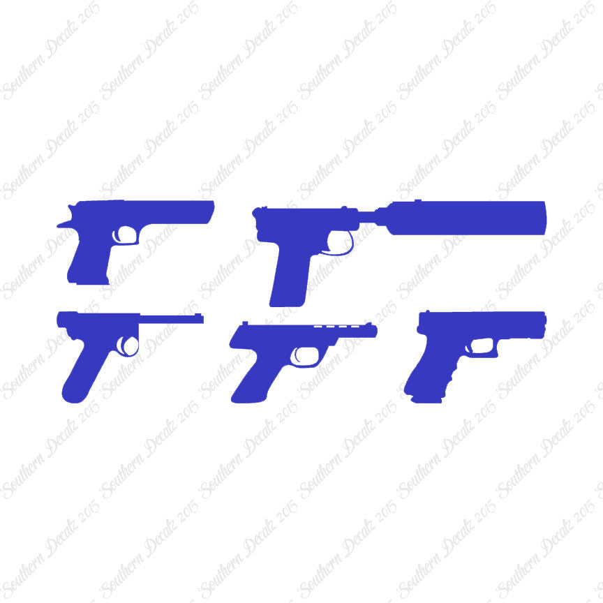 Set Of 5 Handguns Pistol Gun
