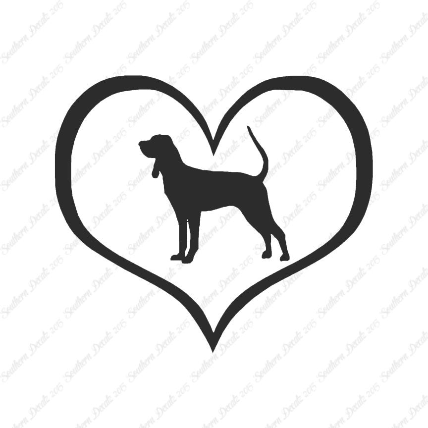Black & Tan Coonhound Dog Heart Love