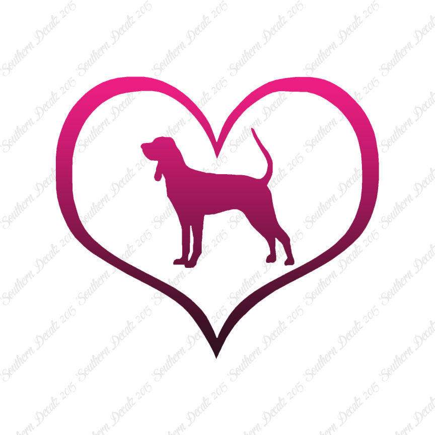 Black & Tan Coonhound Dog Heart Love