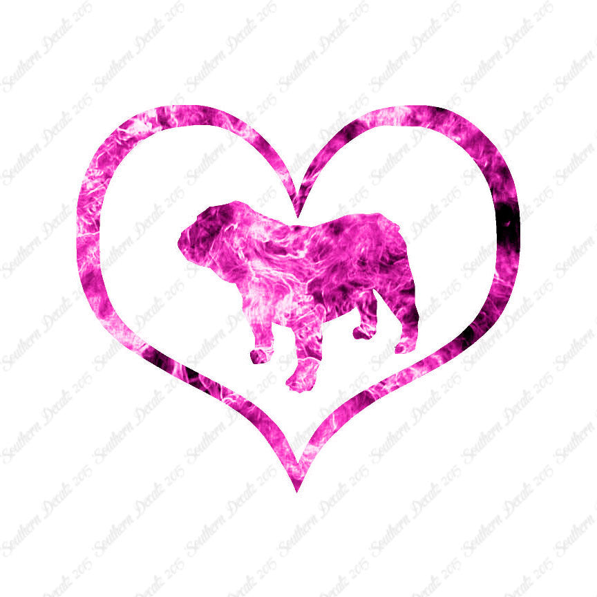 Bulldog Dog Heart Love