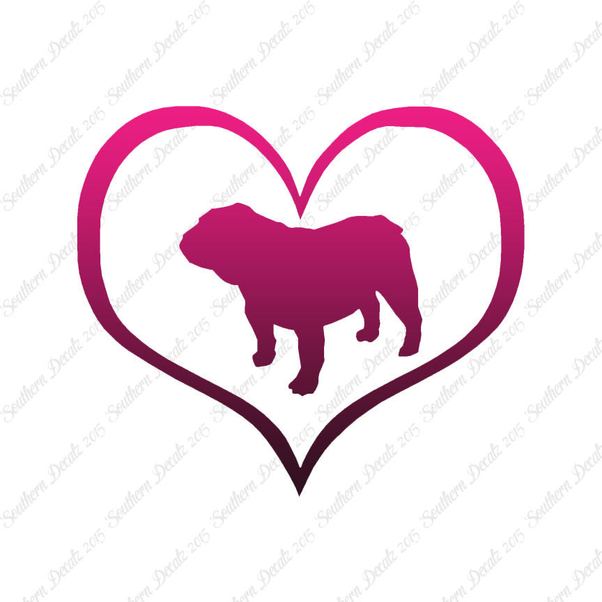 Bulldog Dog Heart Love