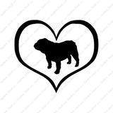 Bulldog Dog Heart Love