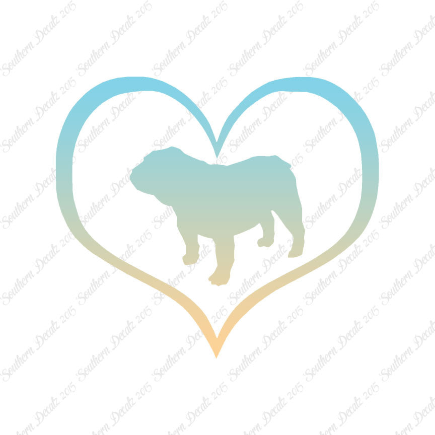 Bulldog Dog Heart Love