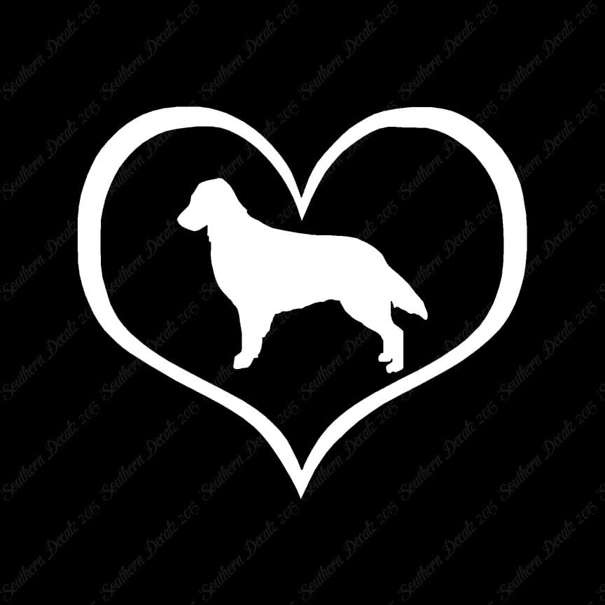 Flat Coated Retriever Dog Heart Love