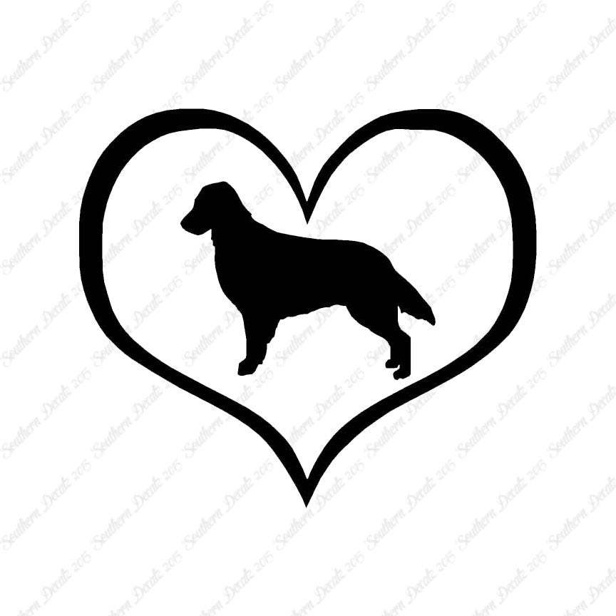 Flat Coated Retriever Dog Heart Love