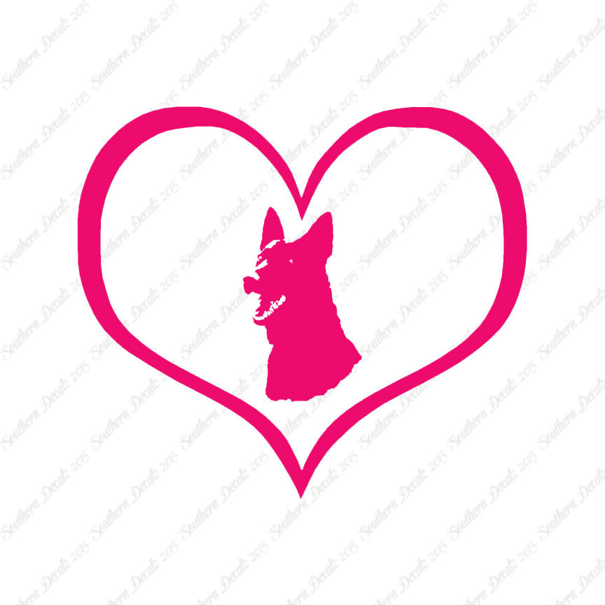 German Shepherd Face Dog Heart Love