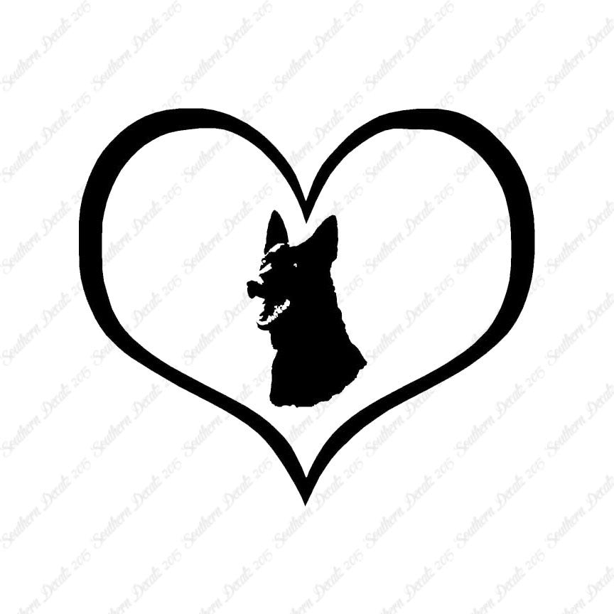 German Shepherd Face Dog Heart Love