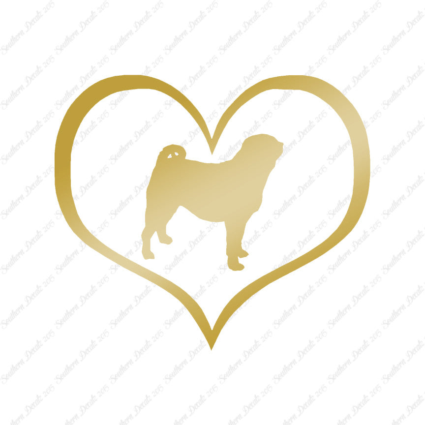 Pug Dog Heart Love