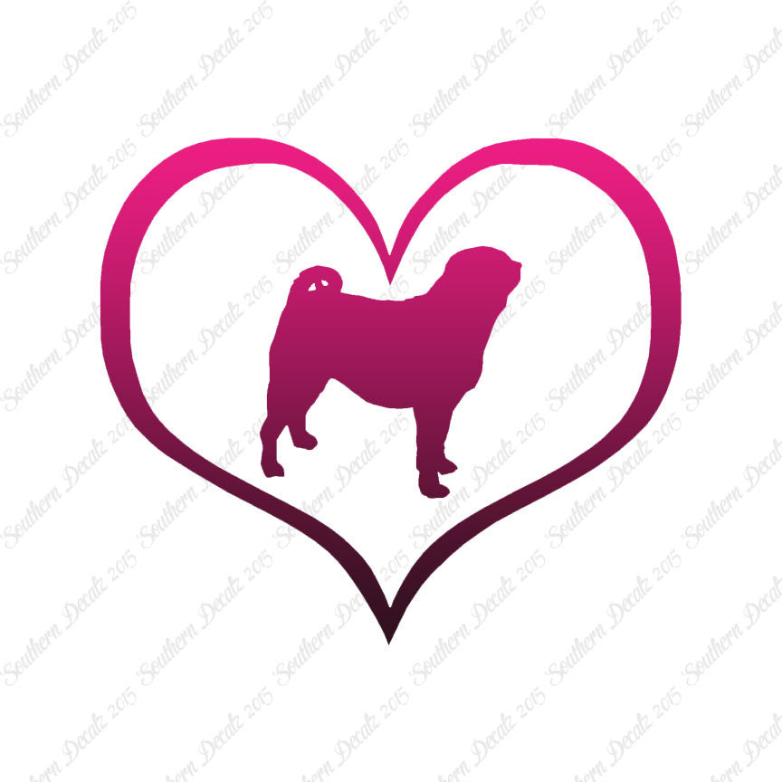 Pug Dog Heart Love