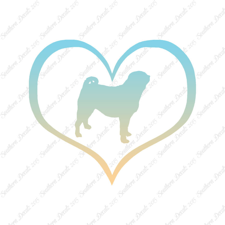 Pug Dog Heart Love