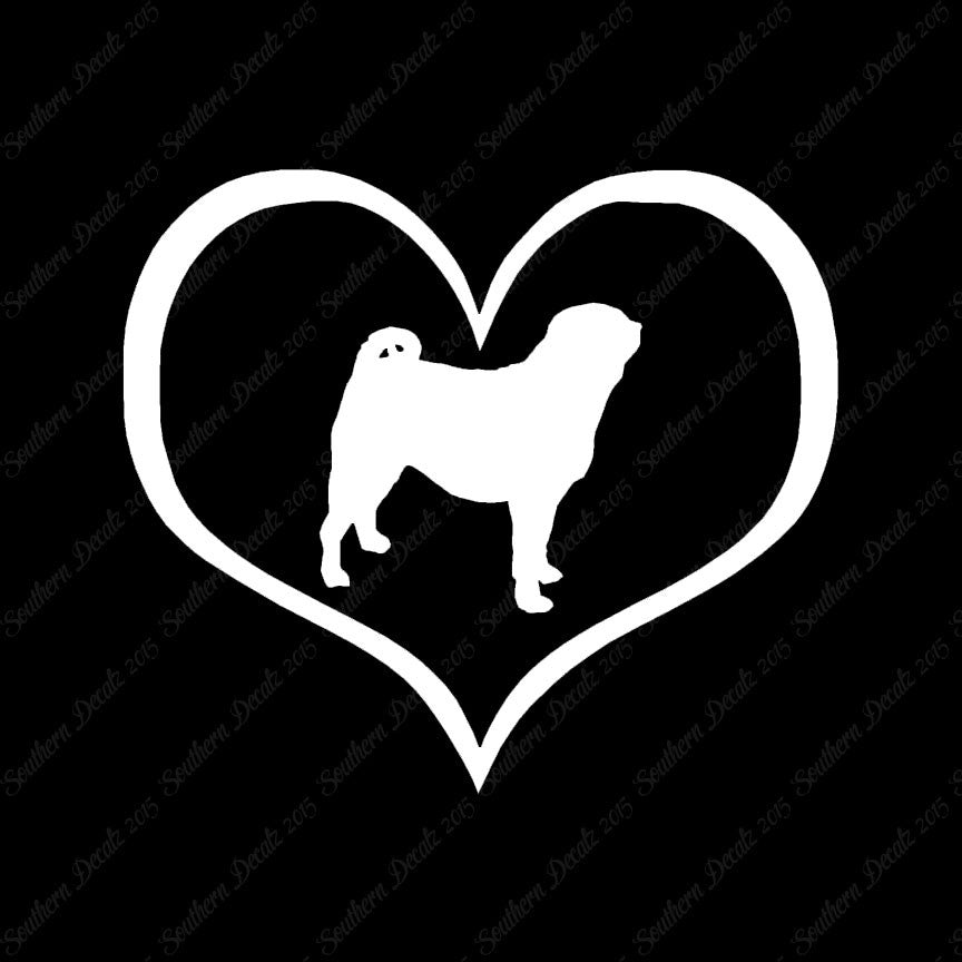 Pug Dog Heart Love