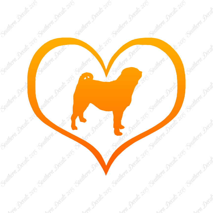 Pug Dog Heart Love