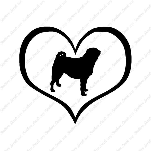 Pug Dog Heart Love