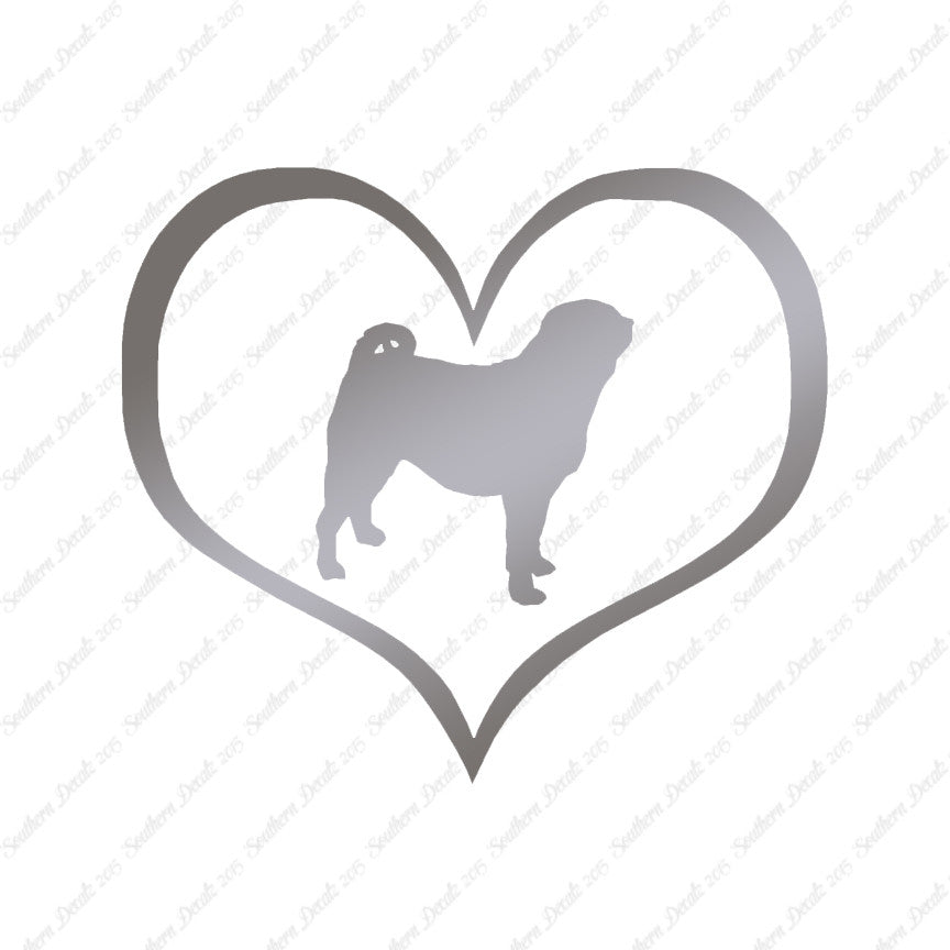 Pug Dog Heart Love