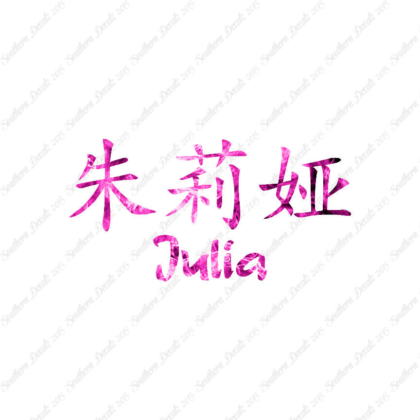 Chinese Name Symbols "Julia"