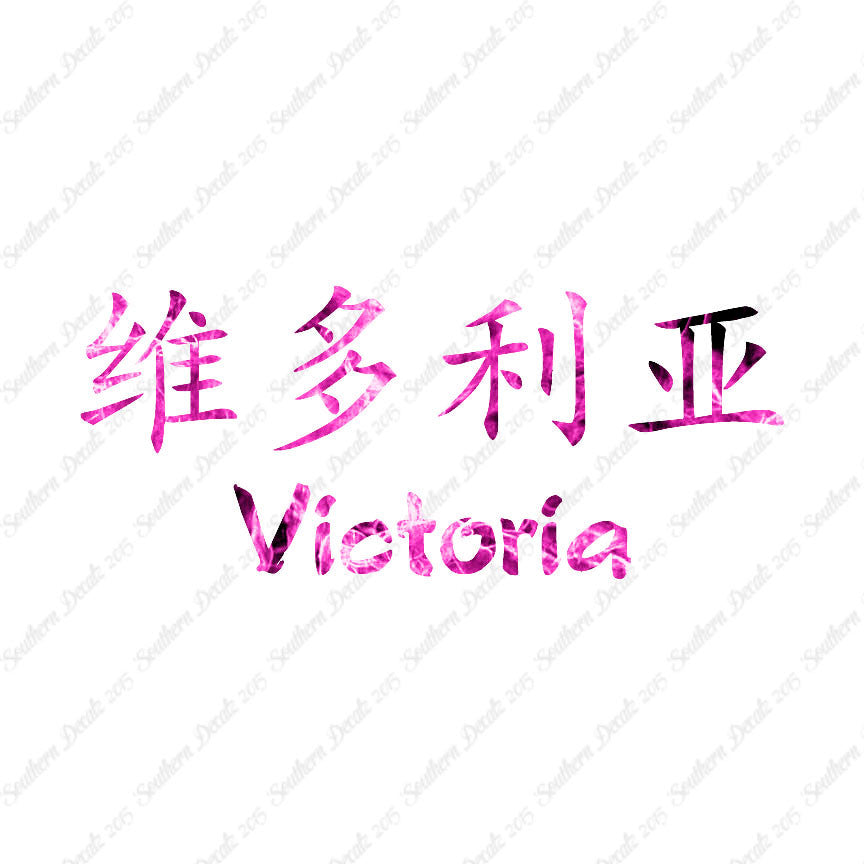Chinese Name Symbols "Victoria"