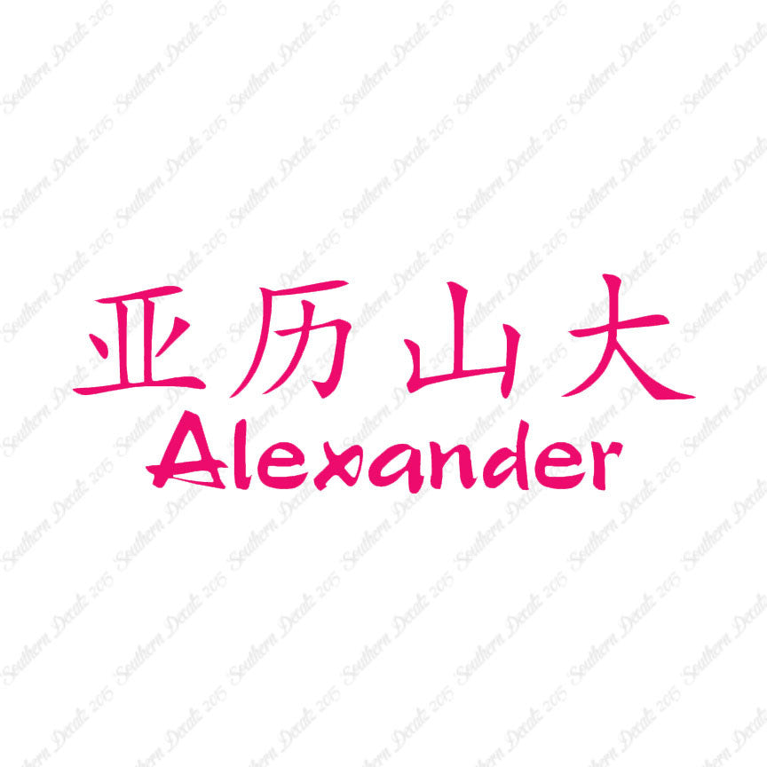 Chinese Name Symbols "Alexander"