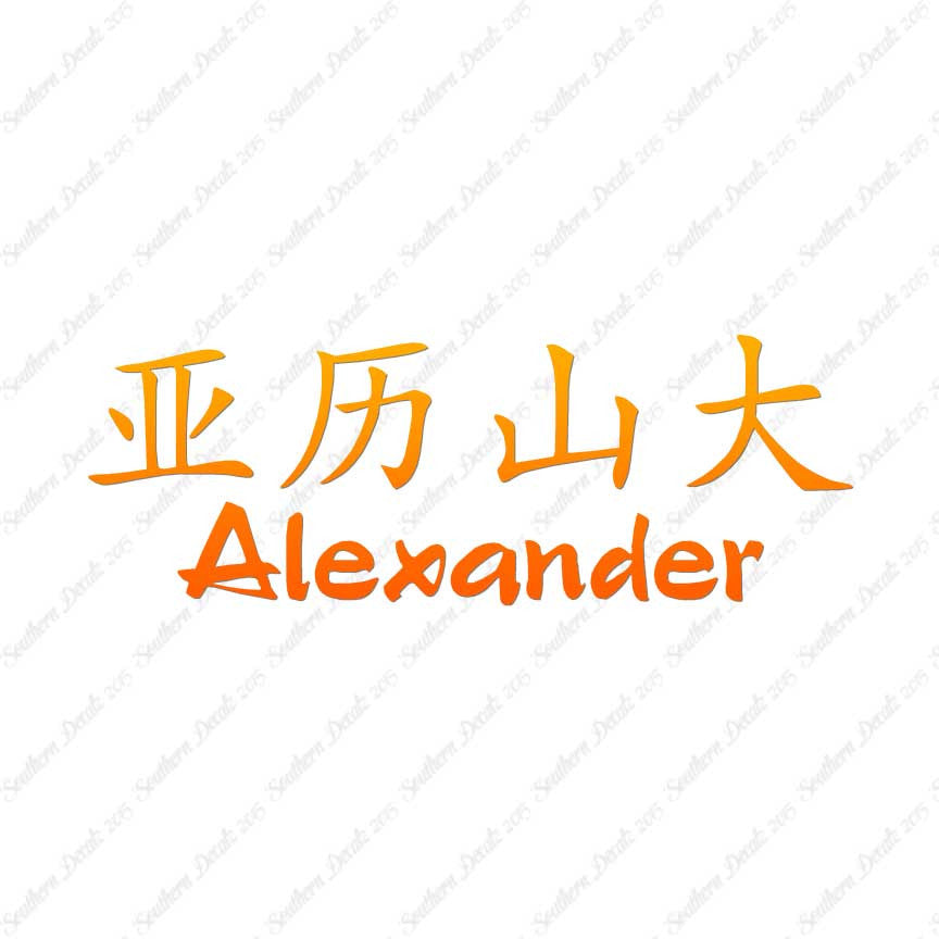 Chinese Name Symbols "Alexander"