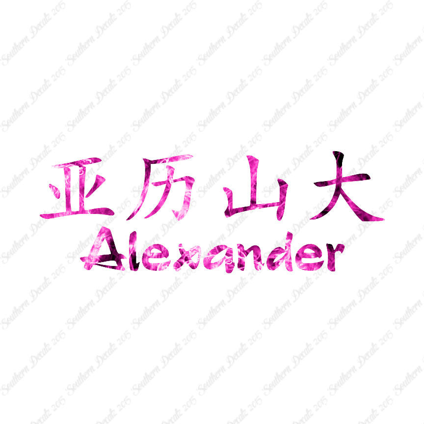 Chinese Name Symbols "Alexander"