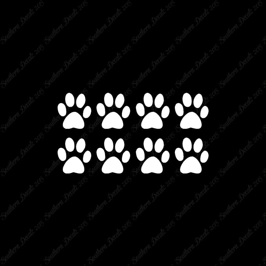 Eight Dog Paw Prints