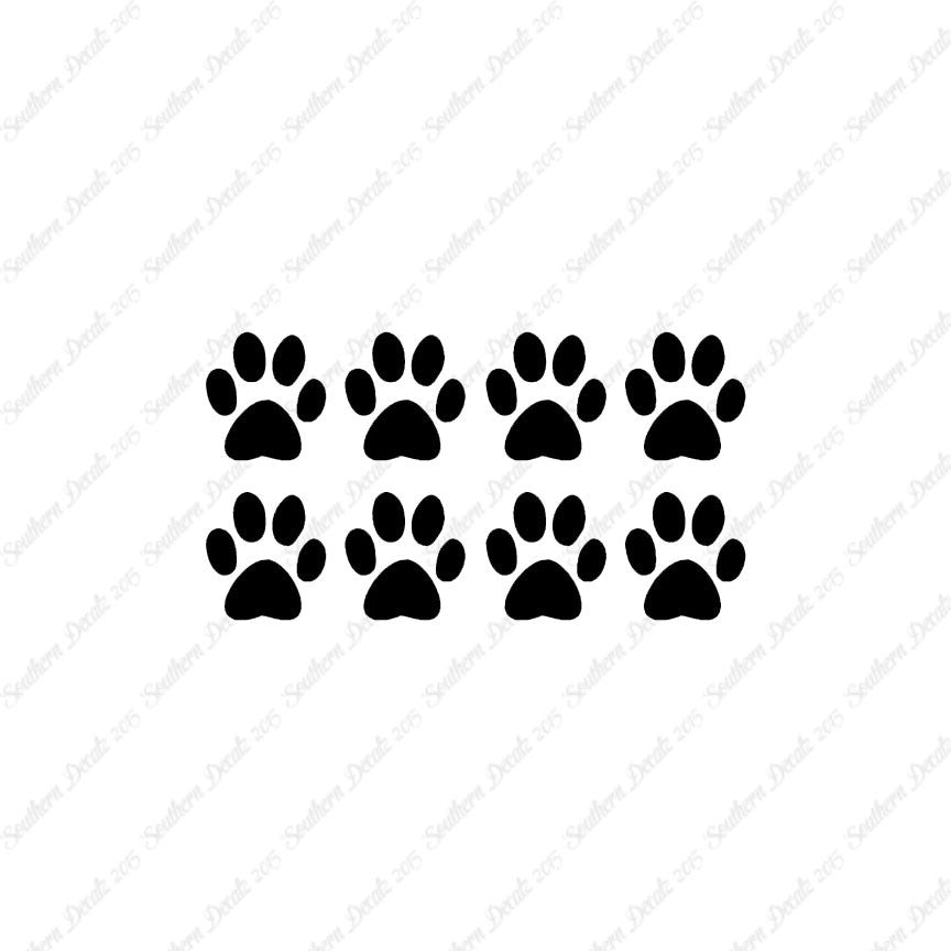Eight Dog Paw Prints