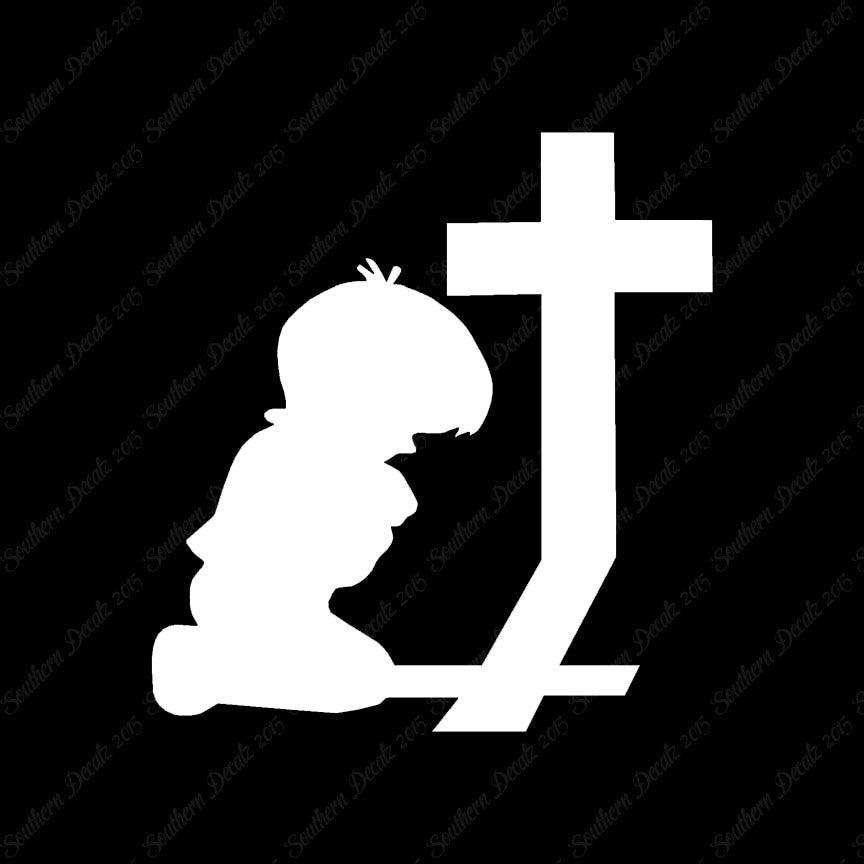 Boy Kneeling Prayer Cross