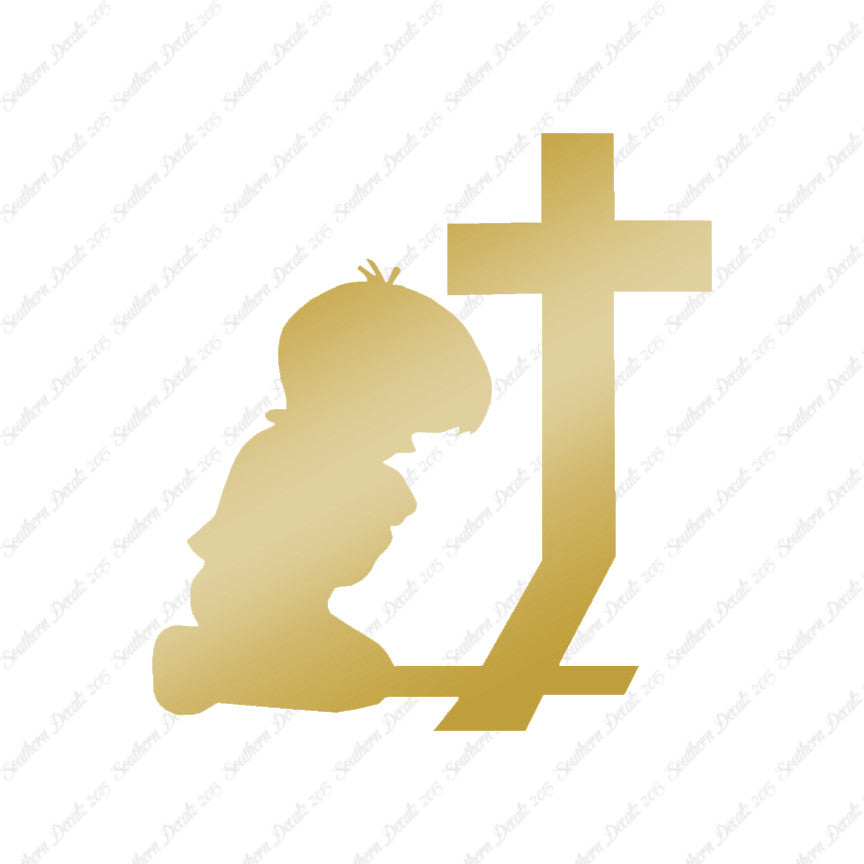Boy Kneeling Prayer Cross