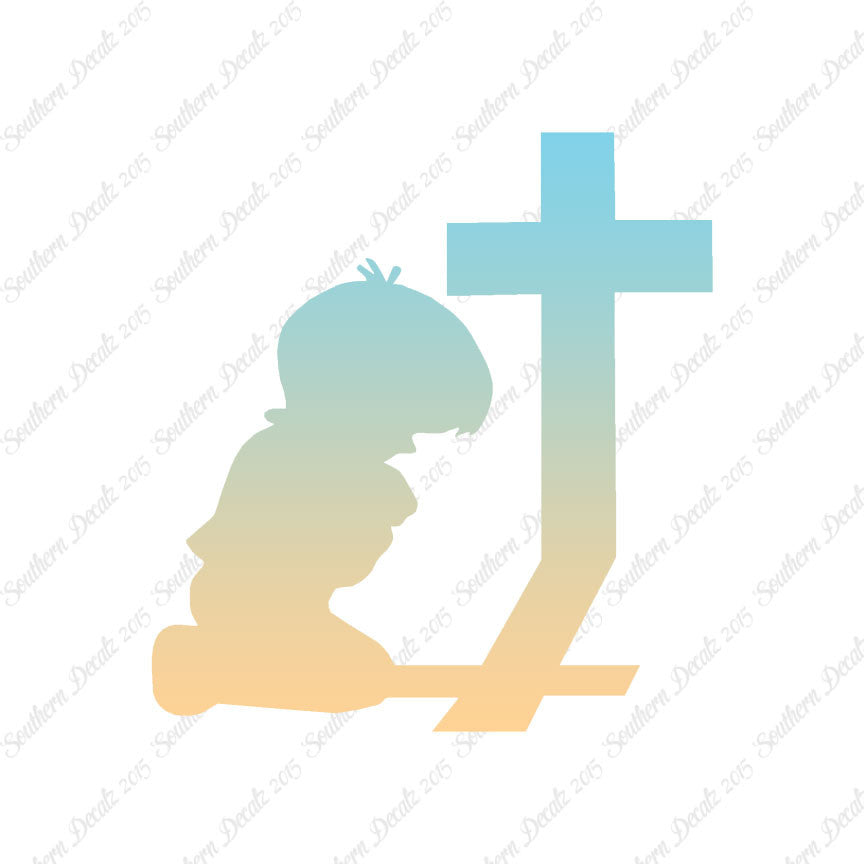 Boy Kneeling Prayer Cross
