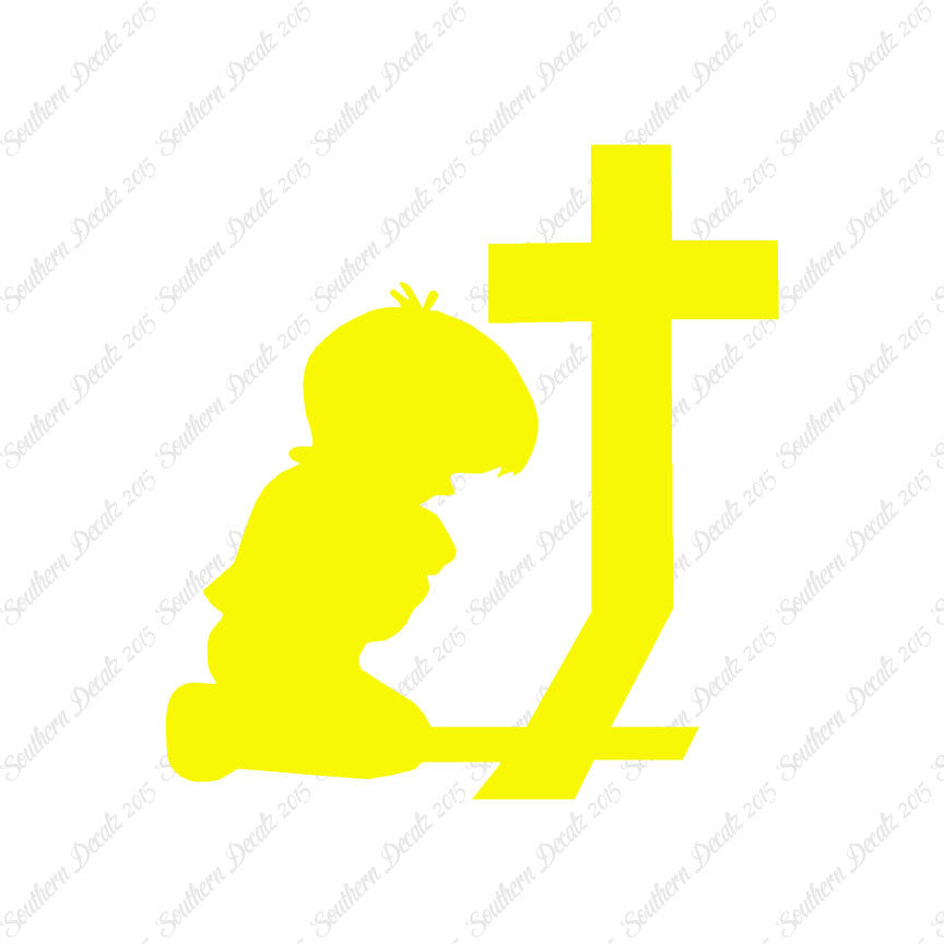 Boy Kneeling Prayer Cross