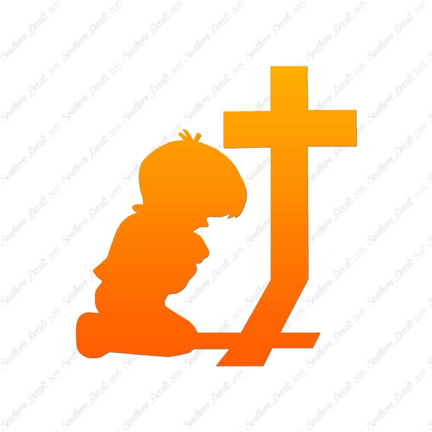 Boy Kneeling Prayer Cross