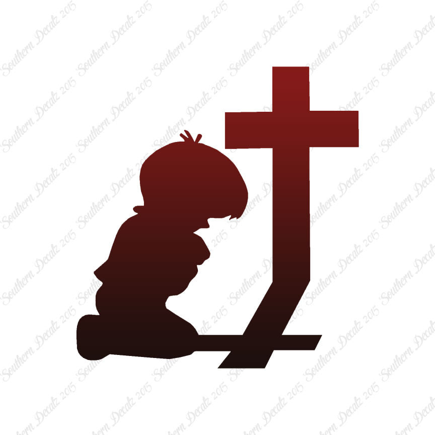 Boy Kneeling Prayer Cross