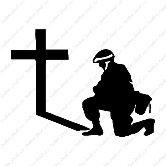 Soldier Kneeling Prayer Cross