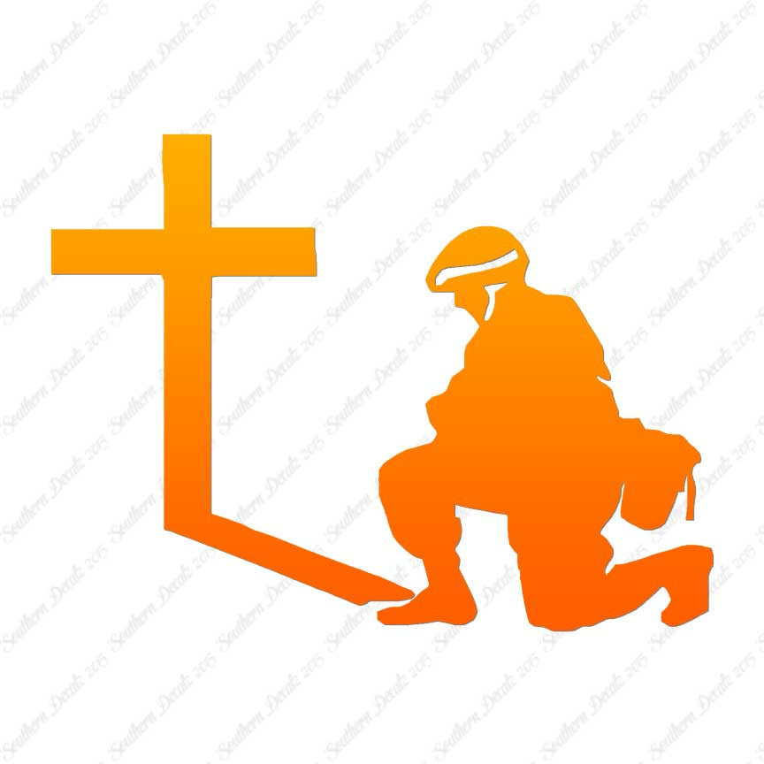 Soldier Kneeling Prayer Cross