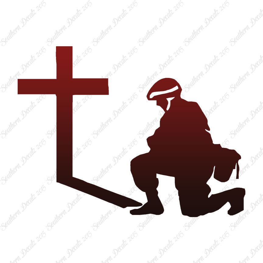 Soldier Kneeling Prayer Cross