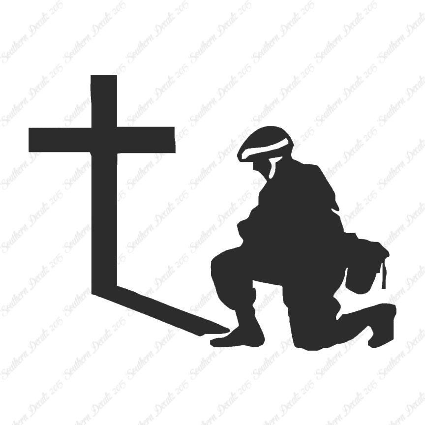 Soldier Kneeling Prayer Cross