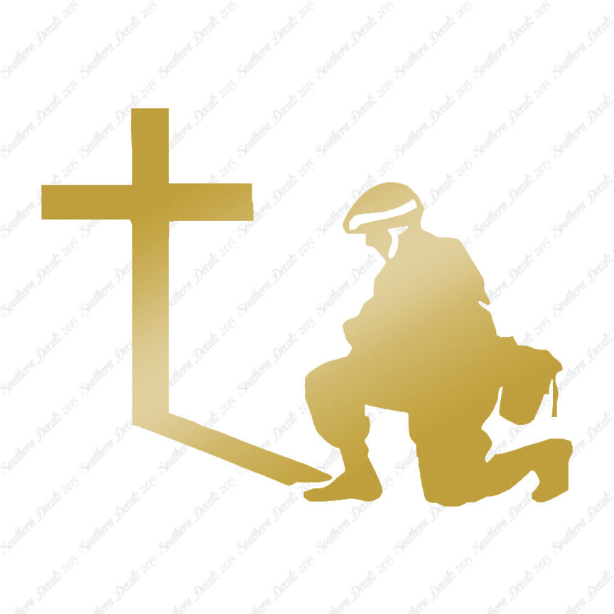 Soldier Kneeling Prayer Cross