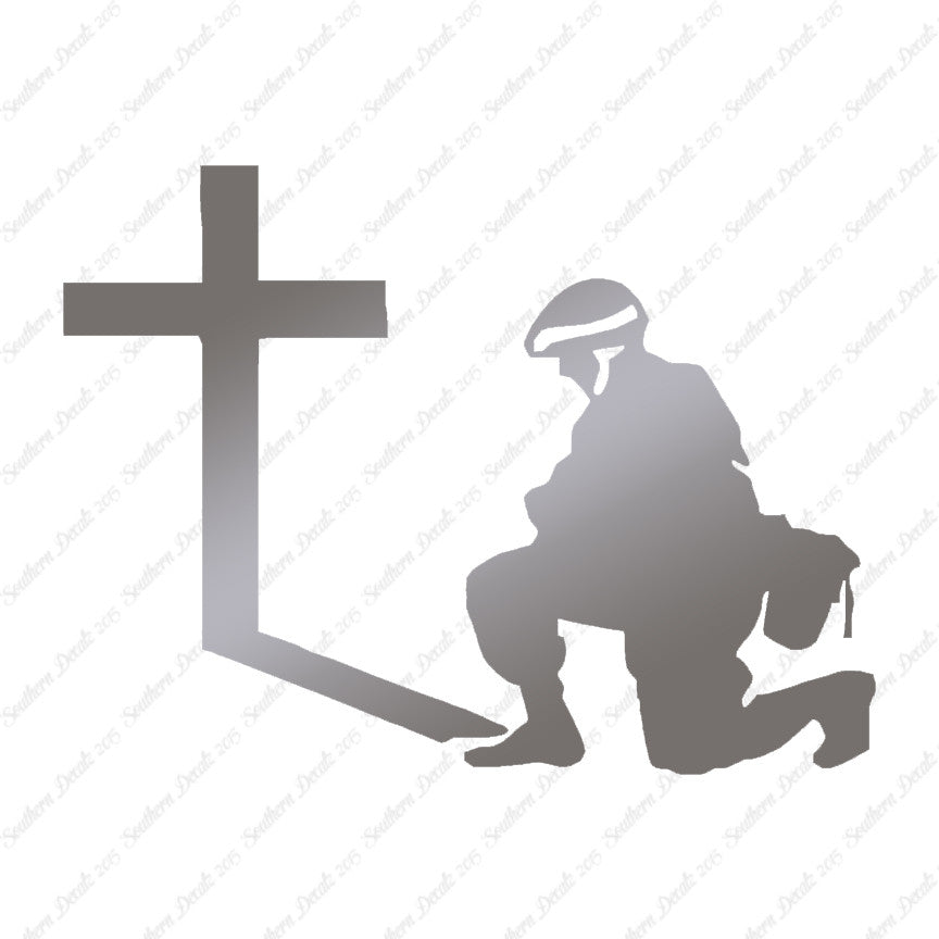 Soldier Kneeling Prayer Cross