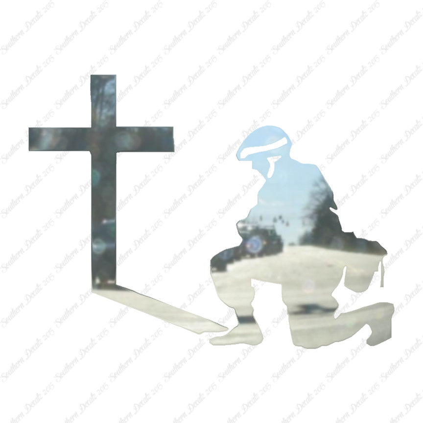 Soldier Kneeling Prayer Cross