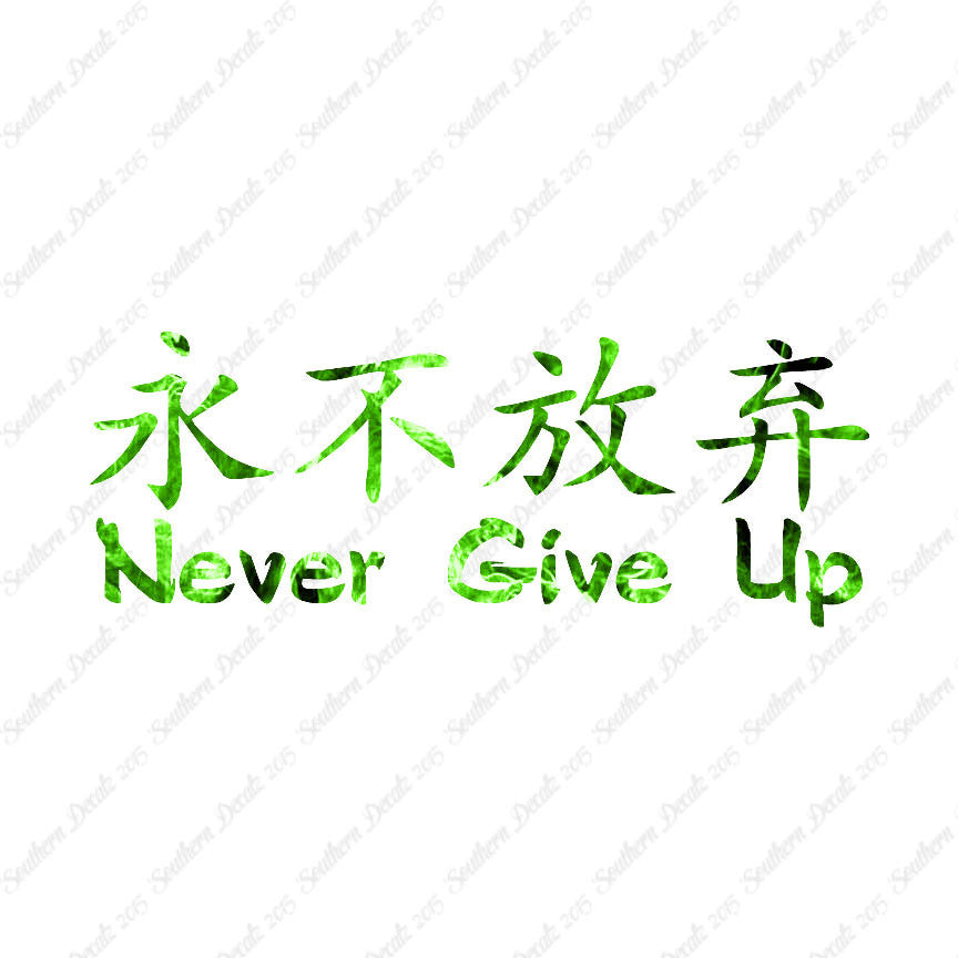 Chinese Symbols "Never Give Up"