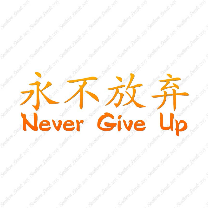 Chinese Symbols "Never Give Up"