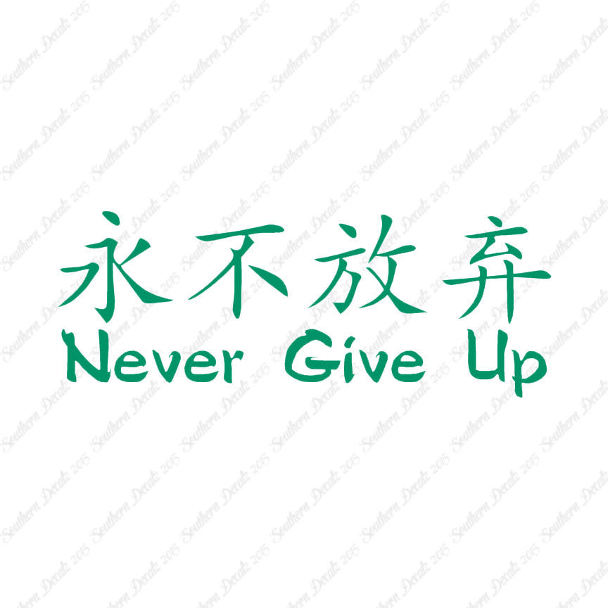 Chinese Symbols "Never Give Up"
