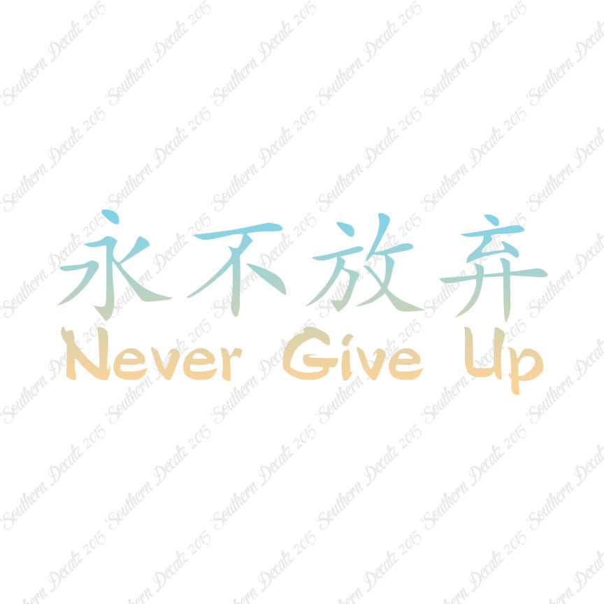 Chinese Symbols "Never Give Up"